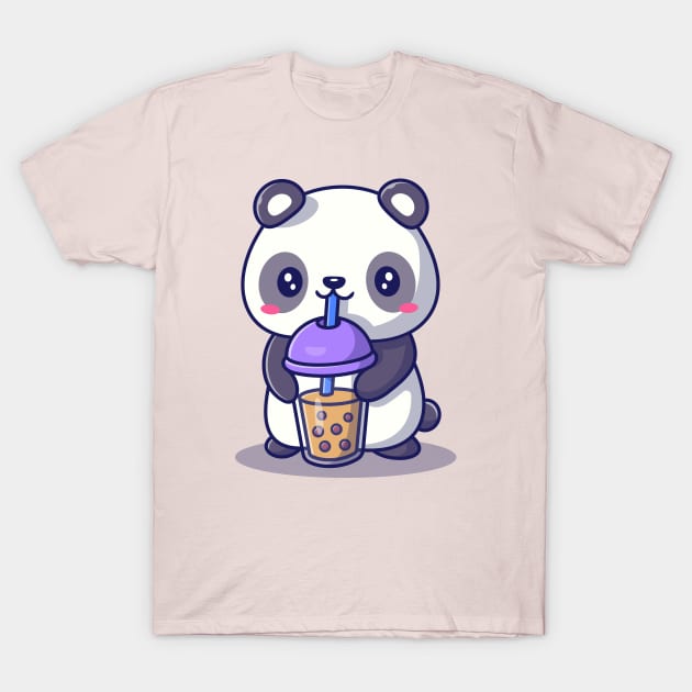 Cute Panda Drinking Milk Tea Boba T-Shirt by Catalyst Labs